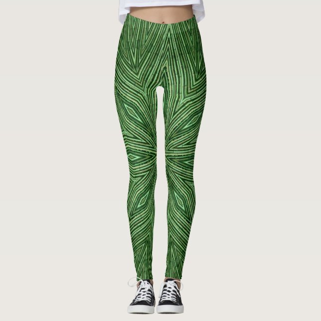 Leggings Patrón de Estrella Verde de Bambú Yoga Pants Leggi (Anverso)