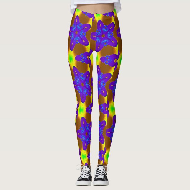 Leggings patrón de estrellas azul/púrpura profundo (Anverso)