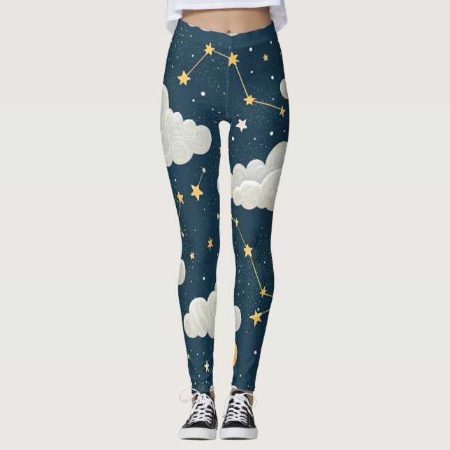 Leggings Patrón de estrellas de constelación celestial (6) (Anverso)