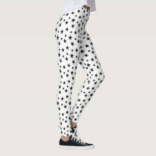 Leggings Patrón de estrellas en blanco y negro