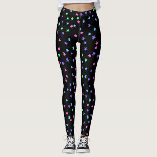 Leggings Patrón de estrellas moradas azul verde rosa