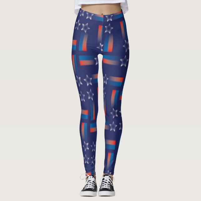 Leggings Patrón de estrellas patrióticas (Anverso)