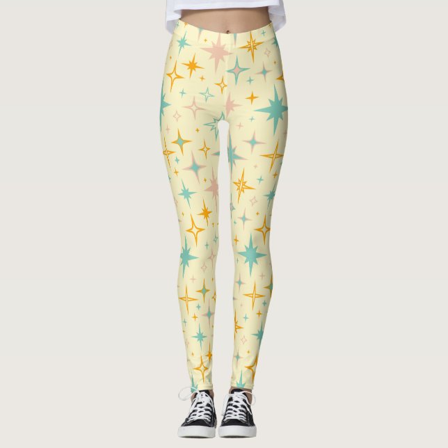 Leggings Patrón de estrellas retro coloridas (Anverso)
