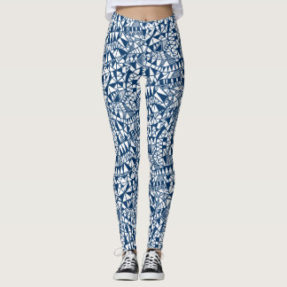 Leggings Patrón de estructura de locura 060423 - Azul estil