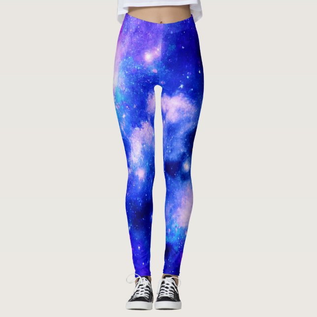 Leggings Patrón de exploración vibrante de nebulosa (Anverso)