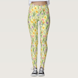Leggings Patrón de explosión de floración primaveral