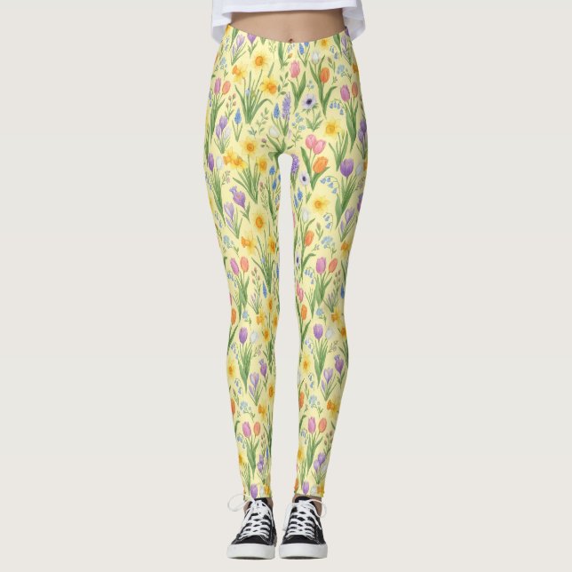 Leggings Patrón de explosión de floración primaveral (Anverso)