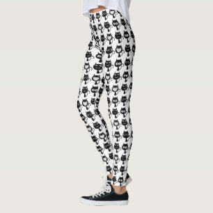 Leggings Patrón de expresiones de gato negro curado