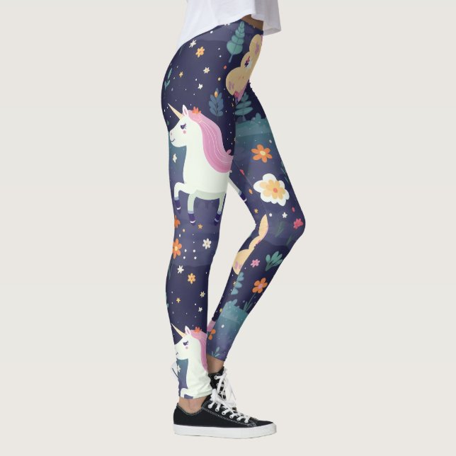 Leggings Patrón de fantasía de unicornio (Derecha)