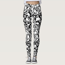Leggings Patrón De Fantasma Blanco Y Negro