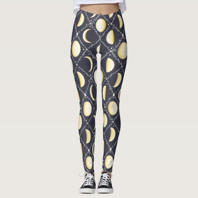 Leggings Patrón de fases celestes de la luna (Anverso)