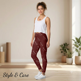Leggings Patrón de fecha de monograma personalizado elegant