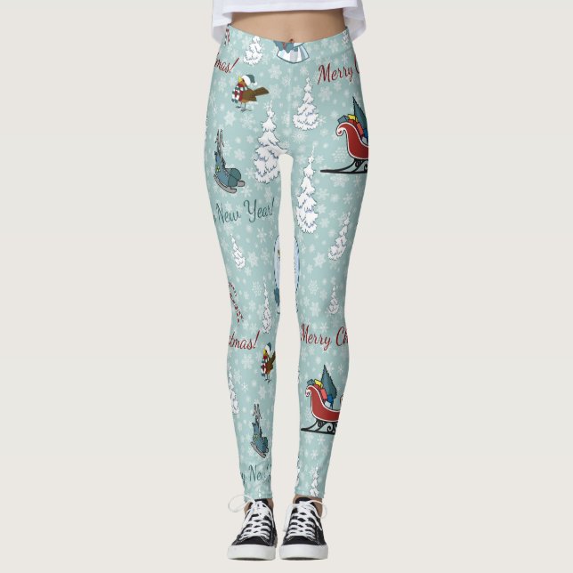 Leggings patrón de feliz navidad (Anverso)