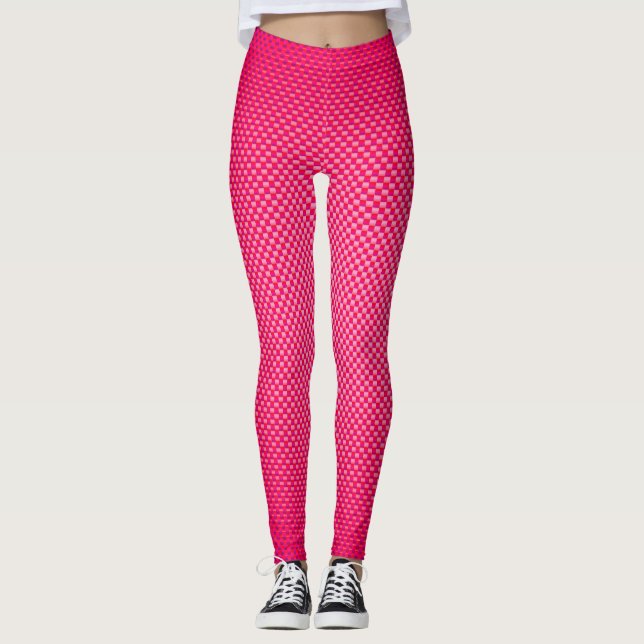 Leggings Patrón de fibra de carbono rosa (Anverso)