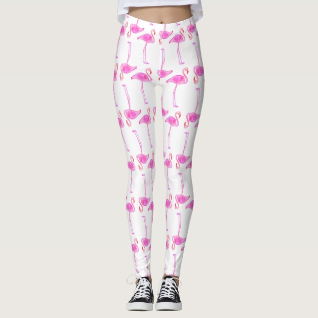Leggings Patrón de flamenco rosado 2 (Anverso)