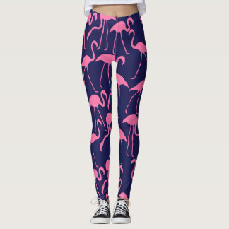 Leggings Patrón de flamencos rosados y de la marina