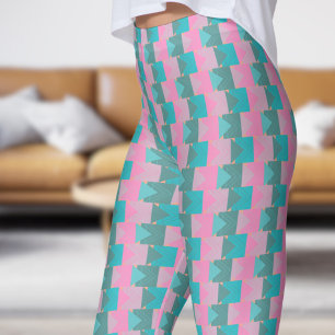 Leggings Patrón de flechas Verde azuladas y rosas negrita