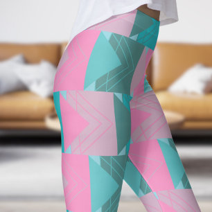 Leggings Patrón de flechas Verde azuladas y rosas verdes co