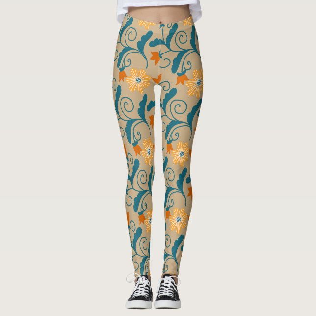 Leggings Patrón de flor de cosecha suave Piernas capri (Anverso)