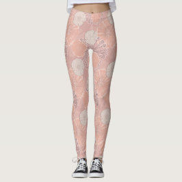 Leggings Patrón de flor de oro Rosa