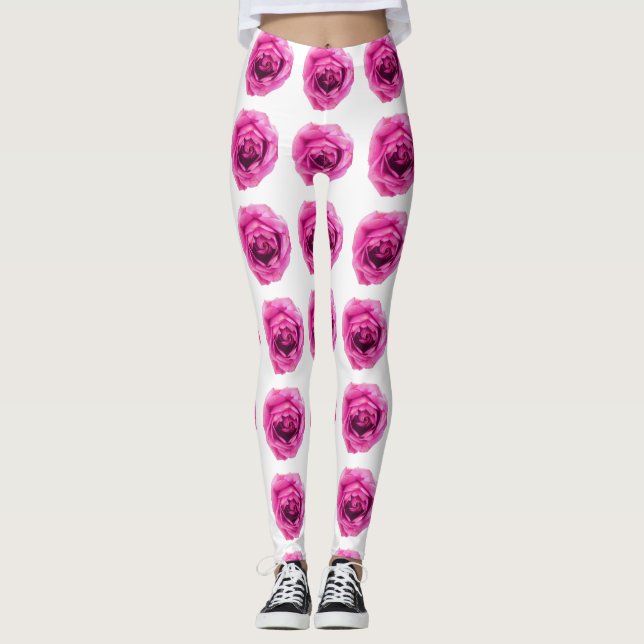 Leggings Patrón de flor de Rosa (Anverso)