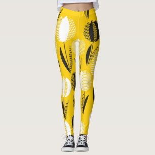 Leggings Patrón de flor de tulipán holístico geométrico
