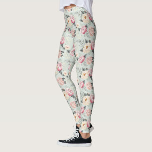 Leggings Patrón de flor del jardín rosa
