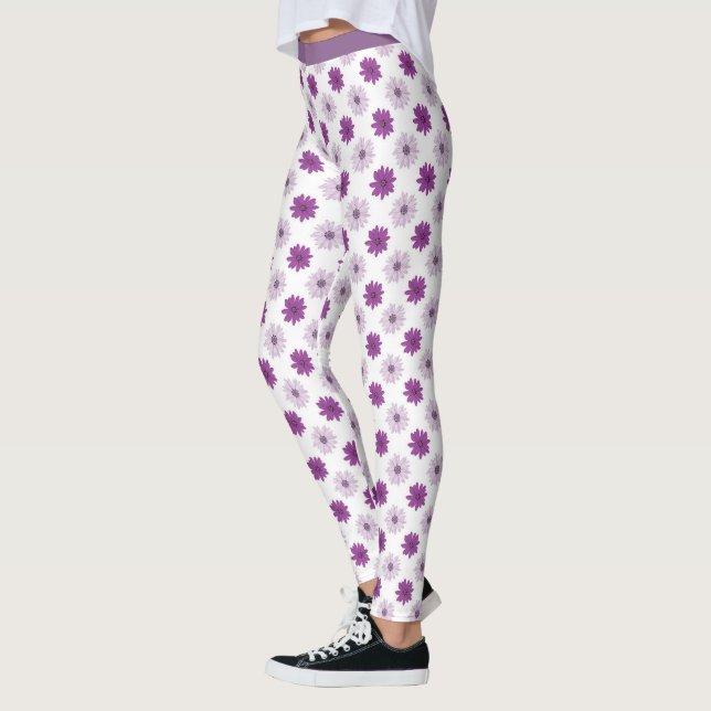 Leggings Patrón de flor floral púrpura elegante (Izquierda)