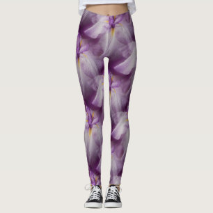 Leggings Patrón De Flor Iris Japonés Púrpura