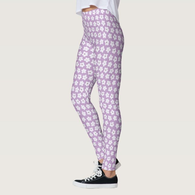 Leggings Patrón de flor púrpura de bonito Pastel (Izquierda)