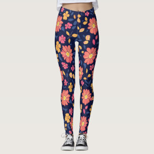 Leggings Patrón de flor retro