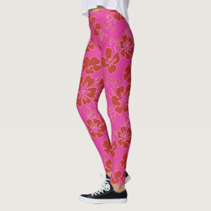 Leggings Patrón de flor rojo