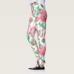 Leggings Patrón de flor rosa de hojas verdes<br><div class="desc">Flores modernas de color rosa grisáceo y hojas verdes combinan perfectamente el fondo blanco.</div>