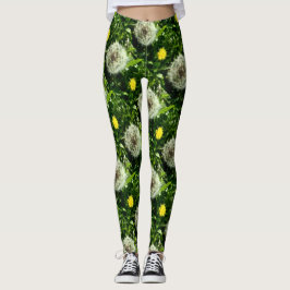Leggings Patrón de flor y cabeza de semilla de Dandelion