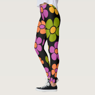 Leggings Patrón de floral de medio ambiente de los años 60