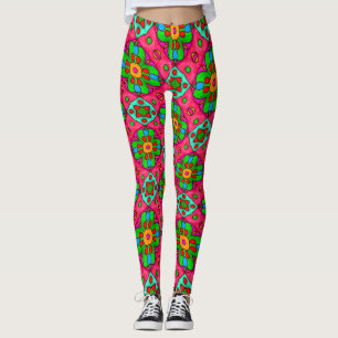 Leggings Patrón de flores abstractas únicas