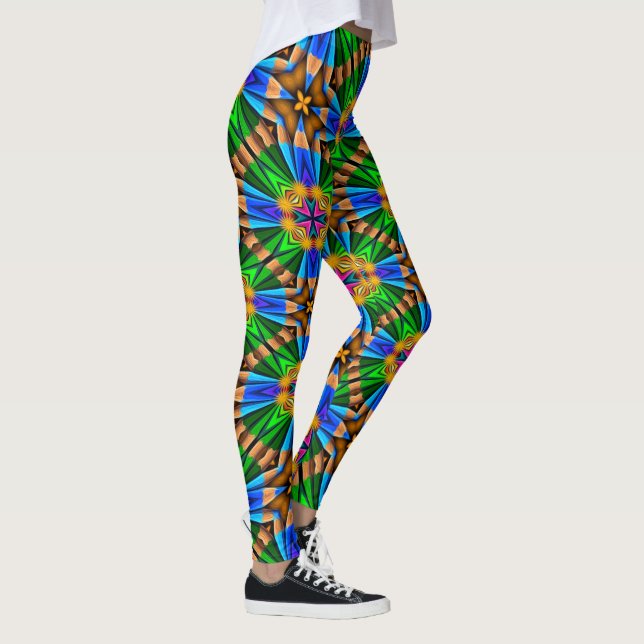 Leggings Patrón de flores abstractas únicas (Derecha)