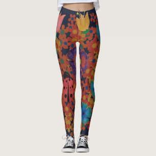 Leggings patrón de flores acuarelas de jardín rústico