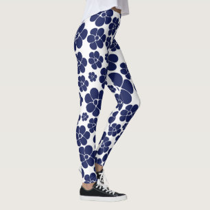 Leggings Patrón de flores - Azul y blanco
