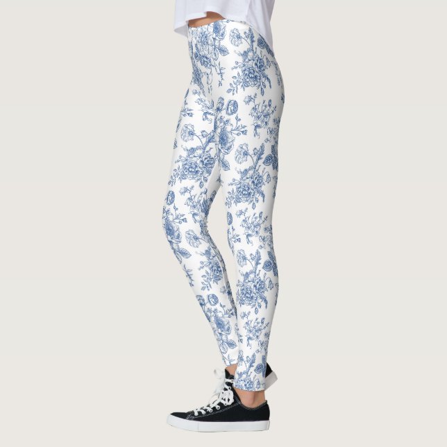 Leggings Patrón de flores azules (Izquierda)