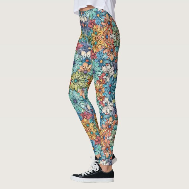 Leggings Patrón de flores azules (Izquierda)