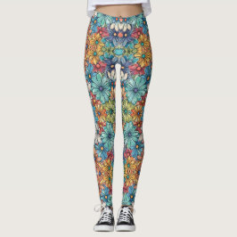 Leggings Patrón de flores azules