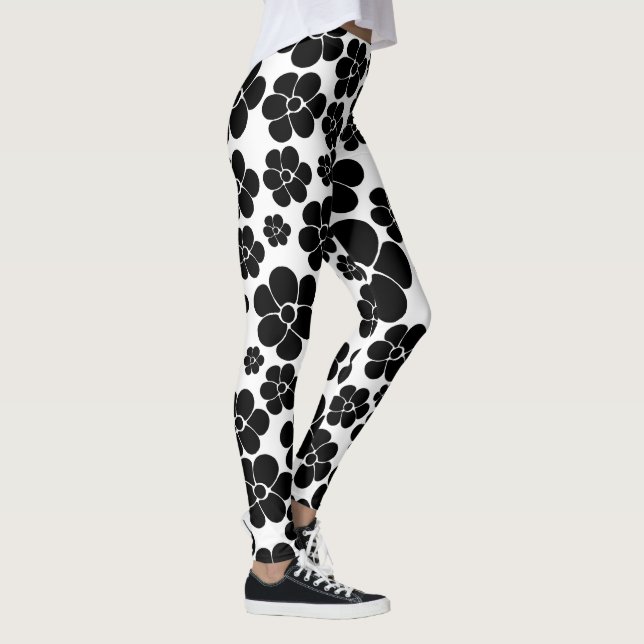 Leggings Patrón de flores - Blanco y negro (Derecha)