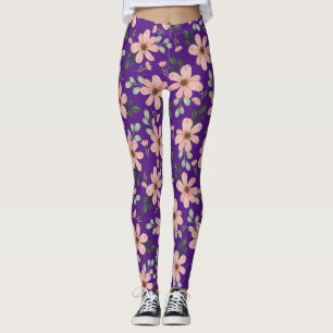 Leggings patrón de flores color agua rosa