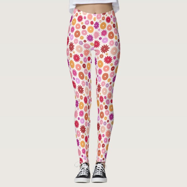 Leggings Patrón de flores coloridas (Anverso)