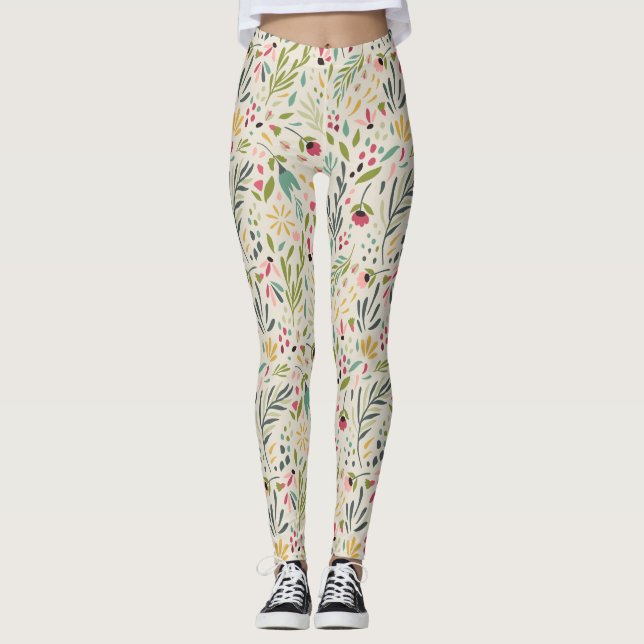 Leggings Patrón de flores coloridas (Anverso)
