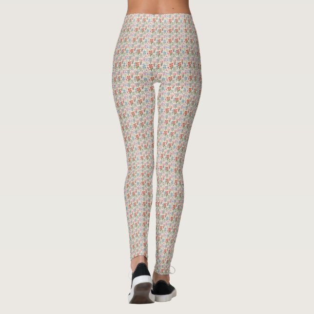 Leggings Patrón de flores de acuarela moderna (Reverso)