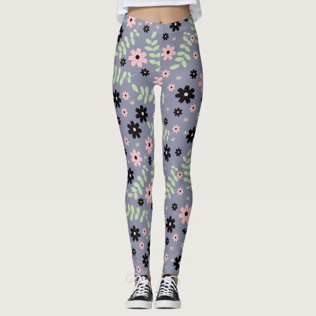 Leggings patrón de flores de cereza (Anverso)
