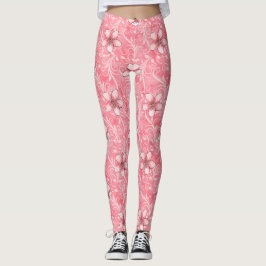Leggings Patrón de flores de cerezo rosa