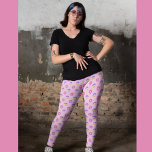 Leggings Patrón de flores de corazón<br><div class="desc">Corazones formando una flor en un patrón de colores sobre un fondo rosa claro.</div>